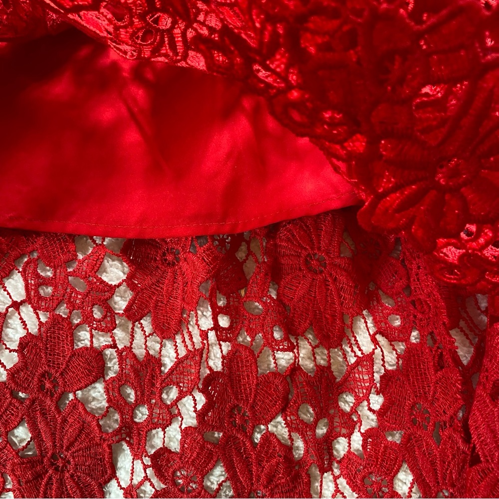 Anthropologie Red Lace Spaghetti Strap Dress - Picture 6 of 7